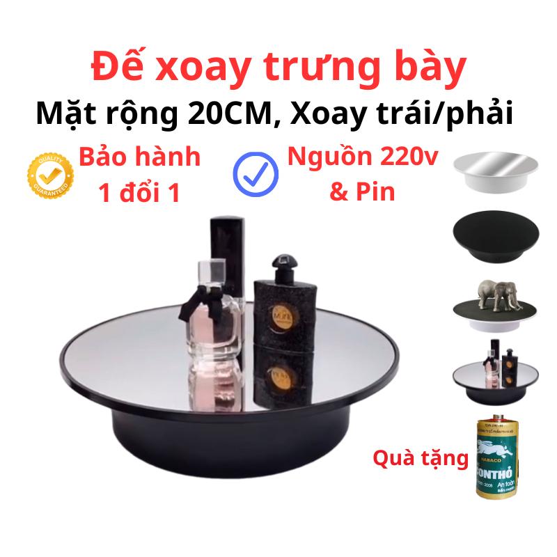 Bàn xoay trưng bày sản phẩm mặt gương Đế xoay 360 độ tải 5KG bảo hành 1 đổi 1 bàn xoay live stream bàn quay sản phẩm