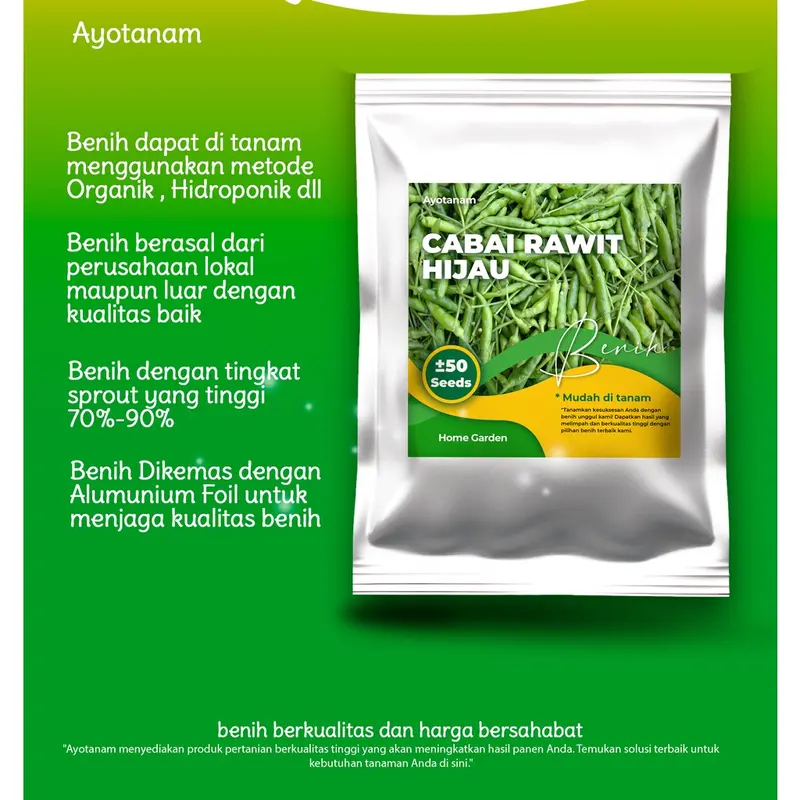 AYOTANAM Benih Cabe Rawit Hijau isi ± 50 Benih 2