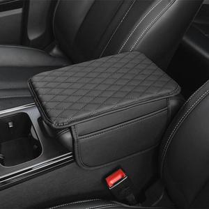 Almohadilla elevadora para caja de reposabrazos de coche con bolsillo de almacenamiento lateral, 1 unidad de cojín de caja de reposabrazos de cuero PU, accesorios de decoración interior de coche, ajuste universal para las cuatro estaciones