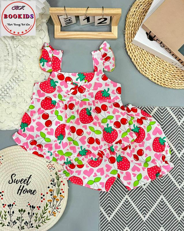 COMBO 5 BỘ-3 BỘ Bộ Đồ Mặc Nhà 2 DÂY QUẦN ĐÙI Tay Cánh Tiên Nhiều Màu Chất Vải Tole Lanh 2 Da Cho Bé Gái set đồ bé gái