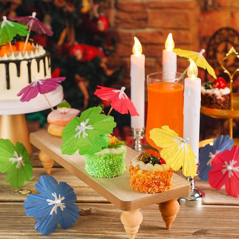 Umbrella Shaped Fruit Stick, 50pcs/set Colorful Umbrella Straws for Drinks, Hawaiian Cocktails Umbrella Straws, Beach Tropical Drinks Party Decorations 4
