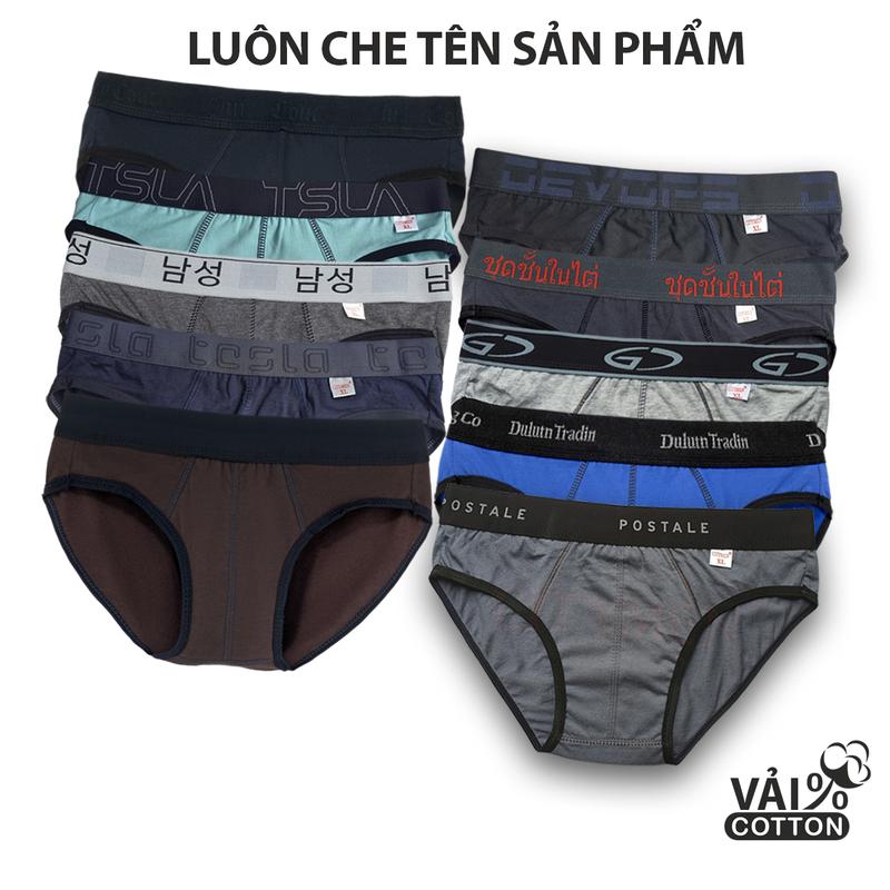 Combo 10 quần sịp nam tam giác cao cấp thun cotton co dãn tốt bản cao 4cm thấm hút mồ hôi, quần lót nam cute menswear, sịp tam giác