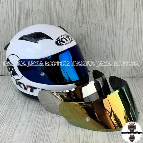 KACA VISOR FLAT KYT TT-COURSE/ FALCON / R10 / K2R / RC7 / NFR / NX RACE / PNP TANPA GANTI RACHET ATAU KUPINGAN Gold Motorcycle Red 3