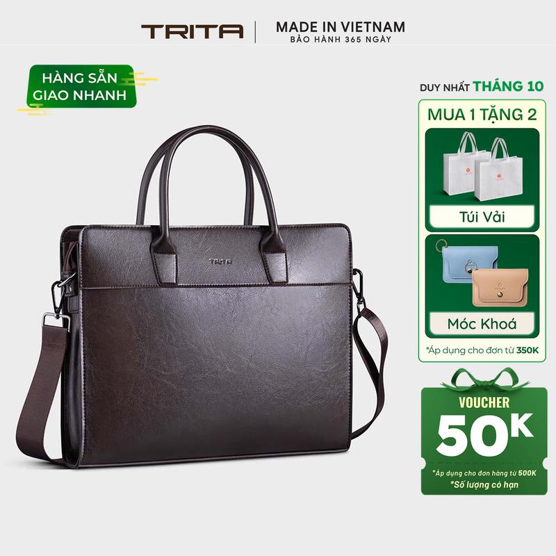 Cặp công sở Trita ( Thời trang nam đựng vừa laptop 13.3 inch - Cặp da TCA21 )