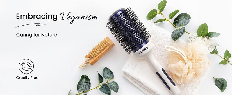 Product Introduction of AIMIKE Nano Ionic Tech Large Round Brush, Ceramic Round Brush for Blow Drying, Styling and Boost Volume, Natural Wood Round Hair Brush, One Piece Design - 2 Inch/52mm Haircare Heatless 53