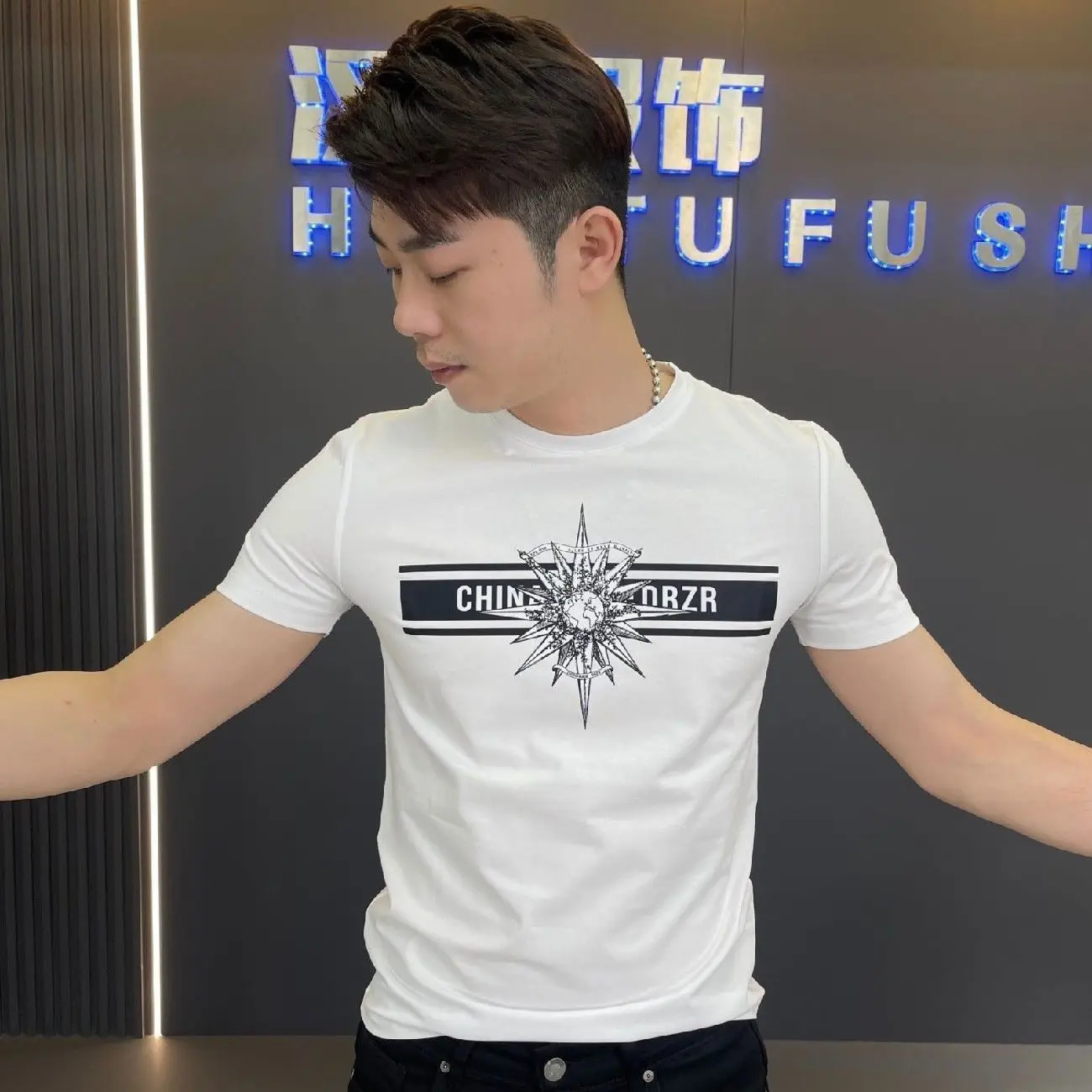 Áo Thun Cotton, Cao Cấp, Thời Trang, Dáng Ôm, Dành Cho Nam, Cổ Tròn, Ngắn Tay, Hợp Xu hướng Cá Tính, Dễ Phối Đồ, Phong Cách Hàn Quốc, Tay Lửng Áo, Mùa hè