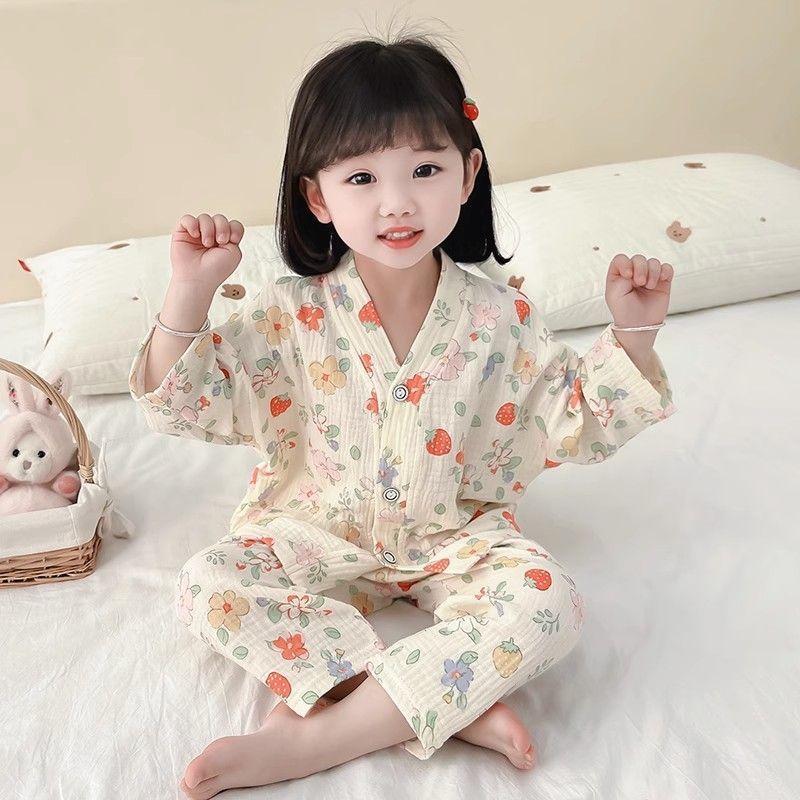 Đồ Ngủ Bé Gái, Siêu Dễ Thương, Dành Cho Trẻ Em, Thích Hợp Cho Mùa Xuân Và Mùa Thu, Hàng Mới Về, Dài Tay, Thích Hợp Cho Bé Gái, Bộ Đồ Mặc Nhà Điều Hòa Không Khí, Bộ Đồ Cardigan 0