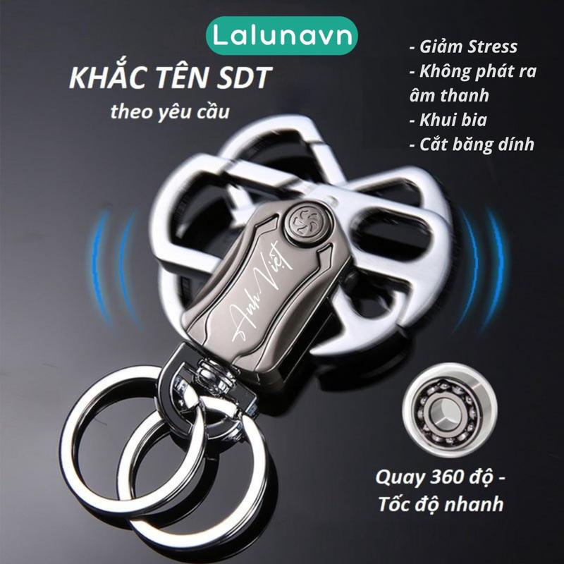 Móc khoá KHẮC TÊN SDT xoay đa năng 5in1 móc chìa khóa xoay Spinner thép ko gỉ Lalunavn A79