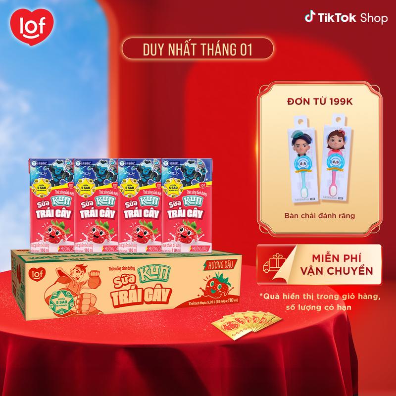  Sữa trái cây KUN vị dâu thùng 48 hộp x 110ml 