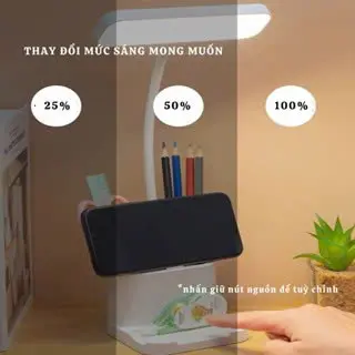 Đèn Học Tĩnh Điện Có Nút Cảm Ứng - Kèm Dây Sạc USB, 3 Màu Có Thể Điều Chỉnh Cấp Độ Ánh Sáng, Xoay 360 độ, Đỡ Điện Thoại Mobile Led 5