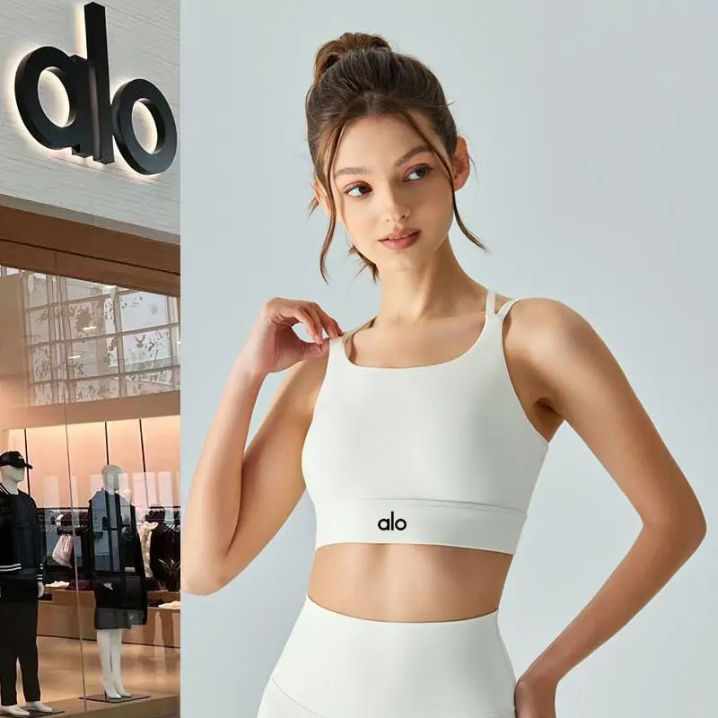Alo yoga Sports Underwear Adjustable Back Buckle Semi-Fixed One-Piece Cup Vest Fitness Running yoga Bra Women