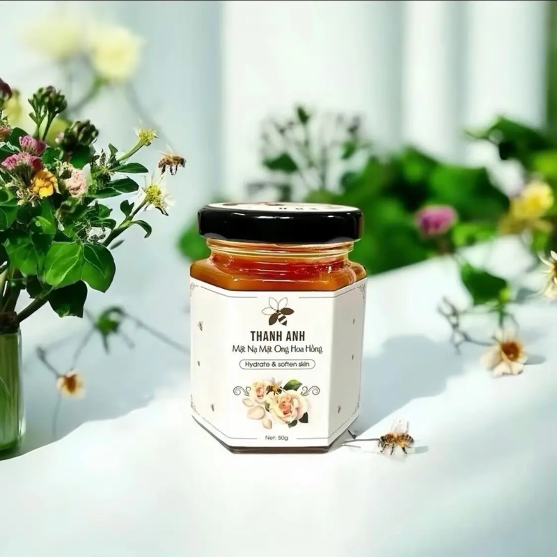 MẶT NẠ NGHỆ MẬT ONG HOA HỒNG THANH ANH - Hỗ trợ chăm sóc da mặt 50g