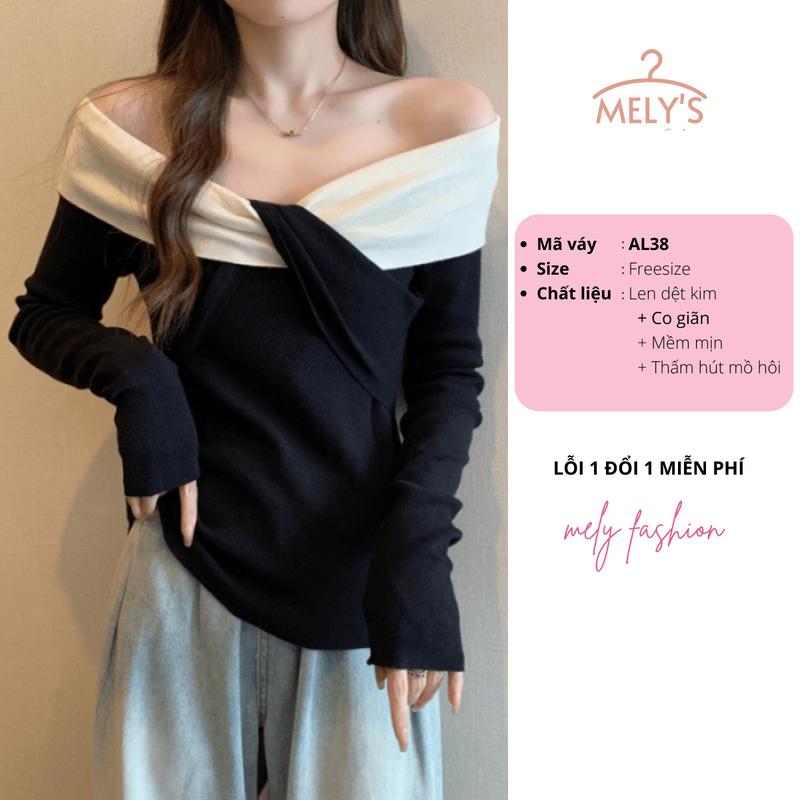 Product Introduction of Áo len trễ vai dài tay thu đông xoắn ngực chất len dệt kim phong cách trẻ trung sang trọng AL38 10