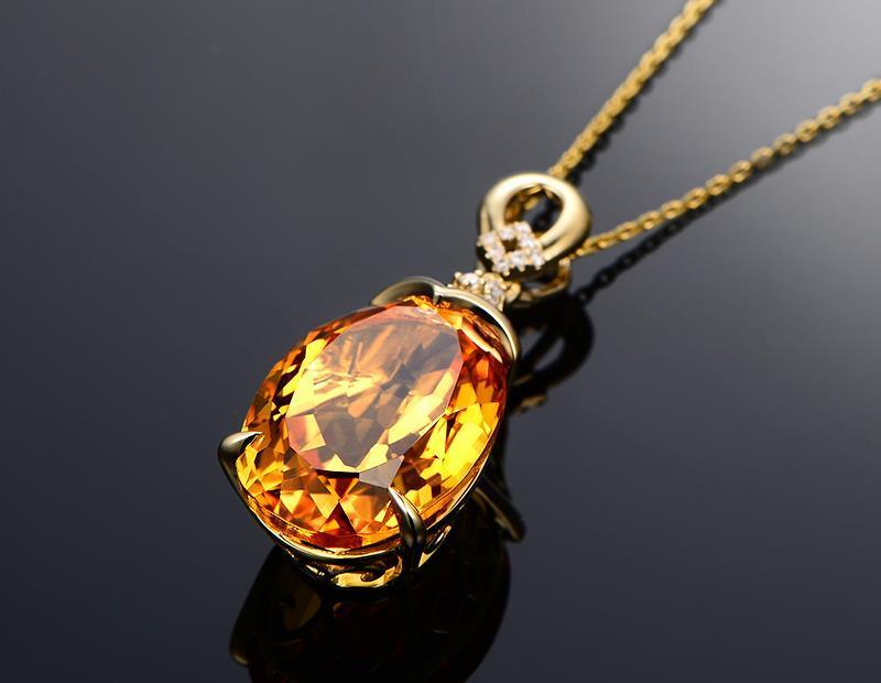 Product Introduction of Mặt dây chuyền bạc Sterling, Mặt dây chuyền pha lê màu vàng tự nhiên 13,98 Carat, Dát kim cương, Vòng Cổ Có Thể Tùy Chỉnh, dành cho phụ nữ 10