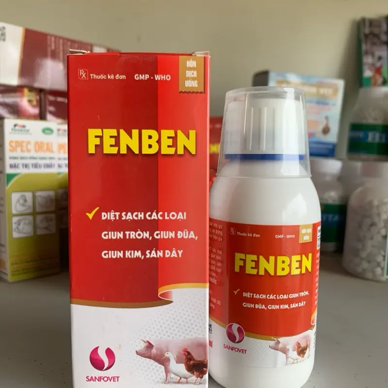 FENBEN diệt sạch các loại giun tròn, giun đũa, giun kim, sán dây trên gà vịt lợn bò dê