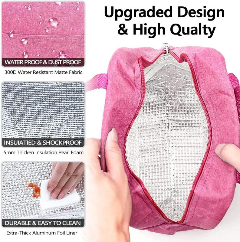 Product Introduction of Cooler Bags Portable Zipper Thermal Gold Initials Letter Print Lunch Bag for Women Convenient Lunch Box Tote Food Storage Bags Pink Aluminum 2