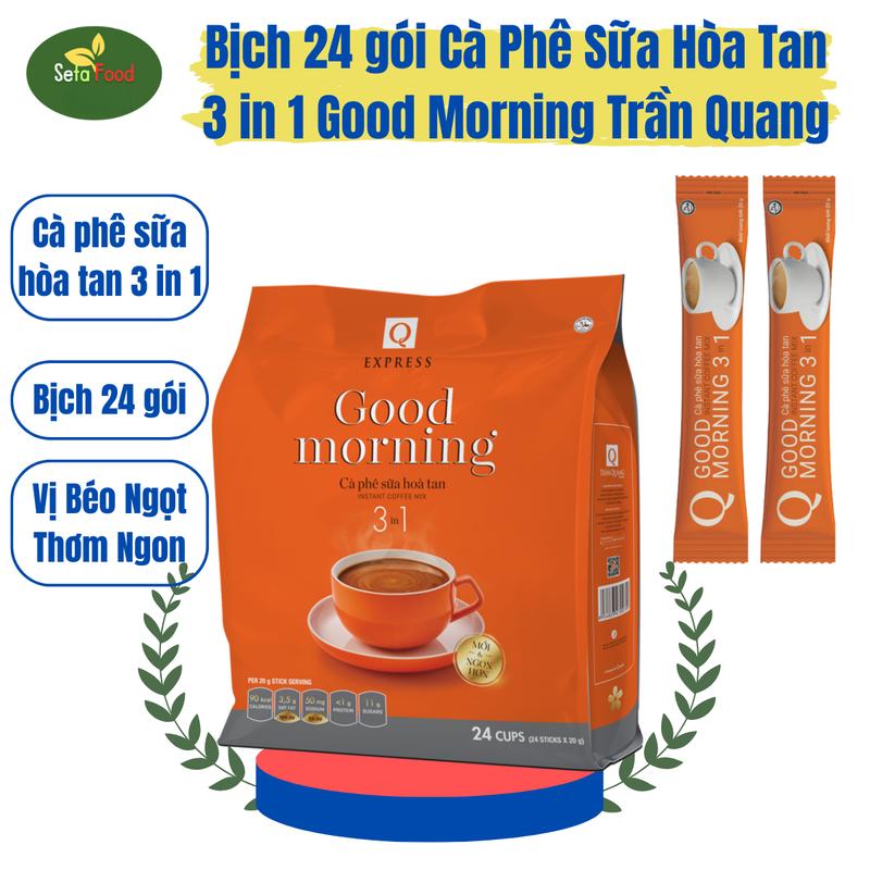 1 Bịch Cà Phê Sữa Hòa Tan 3in1 Good Morning Trần Quang 24 gói Coffee Đường Vị Chua
