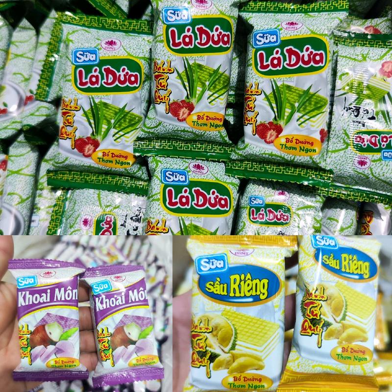 Bánh Xốp Tứ Quý Sữa Khoai Môn/ Sữa Sầu Riêng/ Sữa Lá Dứa 500g/1kg ( Snack Bánh Quy  Ăn Vặt Thức Ăn Food ) banh