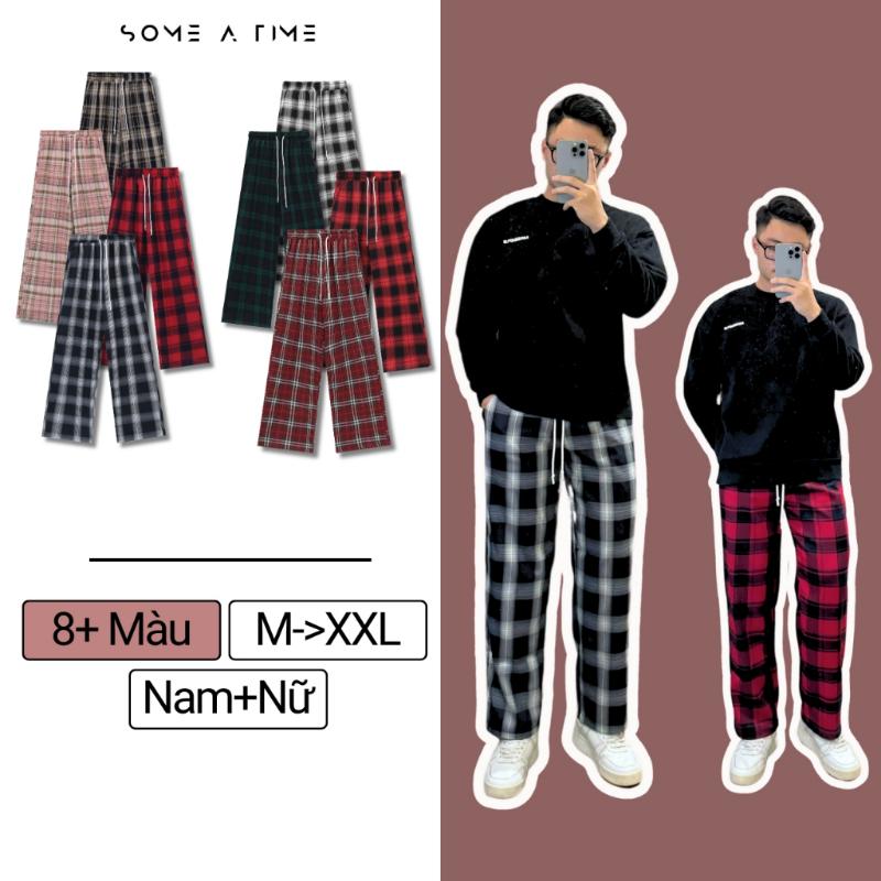 Product Introduction of Quần Kẻ Caro Ống Suông Rộng Sometime 8 Màu Nam Nữ Unisex Có Giải Rút Vải Không Xù Mặc Đi Chơi Đi Ngủ-CR01 Ong Menswear 0