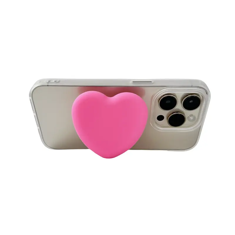 Silicone Heart-Shaped Phone Pop Socket Stand Desktop Lazy Telescopic Foldable Stand Personalized Transparent Adhesive Stand