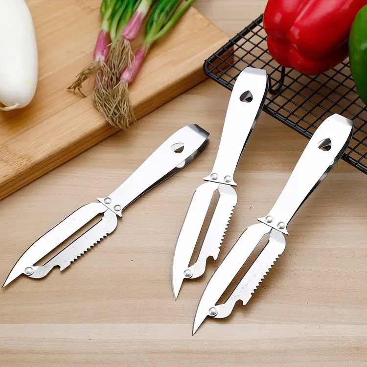 Dao nạo inox đa năng 4in1 - bào vỏ, lấy lõi sâu, khui nắp chai kiêm nhíp gấp 7