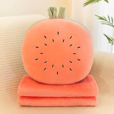 Nhà Cam Shop Bộ chăn gối văn phòng gấu bông kèm mền Mẫu Gối tròn hoa quả 2 trong 1 gối chăn 3 trong 1 gối chăn ủ tay siêu tiện lợi