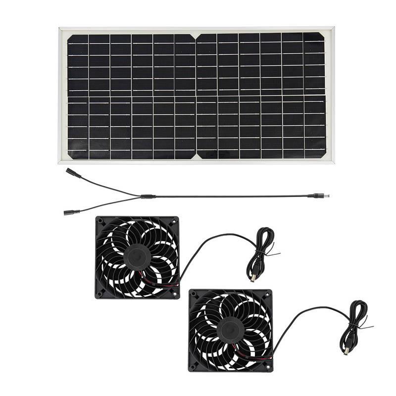 Solar Powered Dual Weatherproof Fan Kit, Solar Panel with 2 Exhaust Fans for Chicken Coop, Greenhouse, Shed, Pet House, Window Exhaust 7