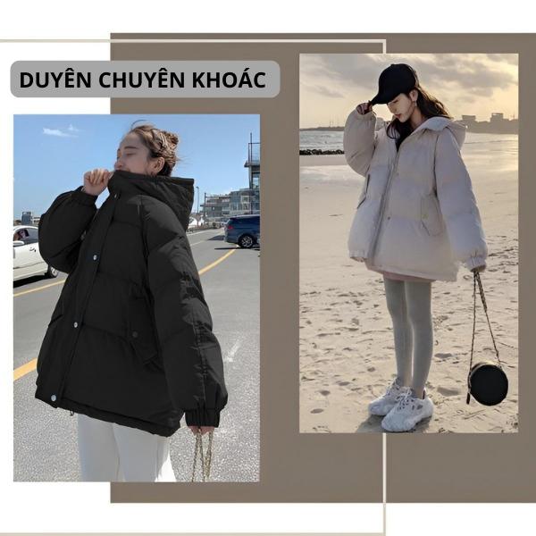 Áo khoác phao nữ có mũ - Áo phao béo nữ from rộng hàn quốc 02 Women Jacket Top DUYÊN CHUYÊN KHOÁC