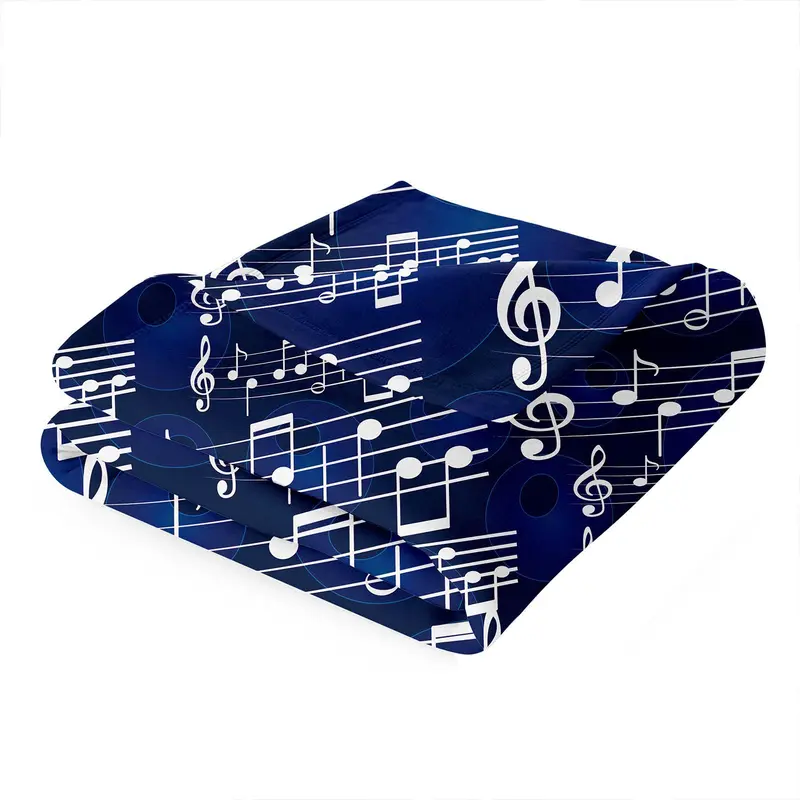 Music Note Print Flannel Blanket, Soft Comfortable Throw Blanket, Cool Bedroom Bedding Blankets, Warm Napping Blanket for Home Office Travel 4