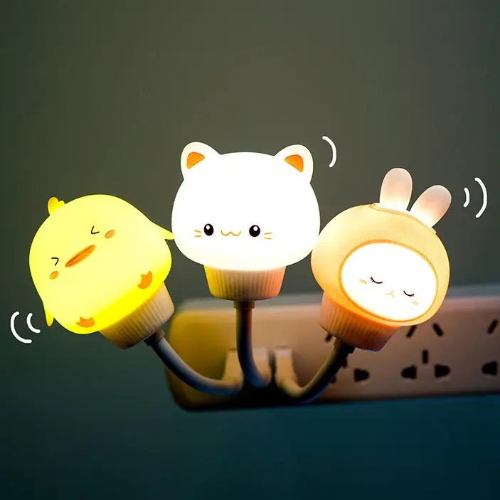Đèn Ngủ Cảm Ứng, Siêu Dễ Thương Và Vui Nhộn, Chạy Bằng USB, Thiết Kế Hình Thỏ, Gấu, Vịt, Mặt Trăng Và Mèo Con, Thích Hợp Làm Quà Sinh Nhật 1