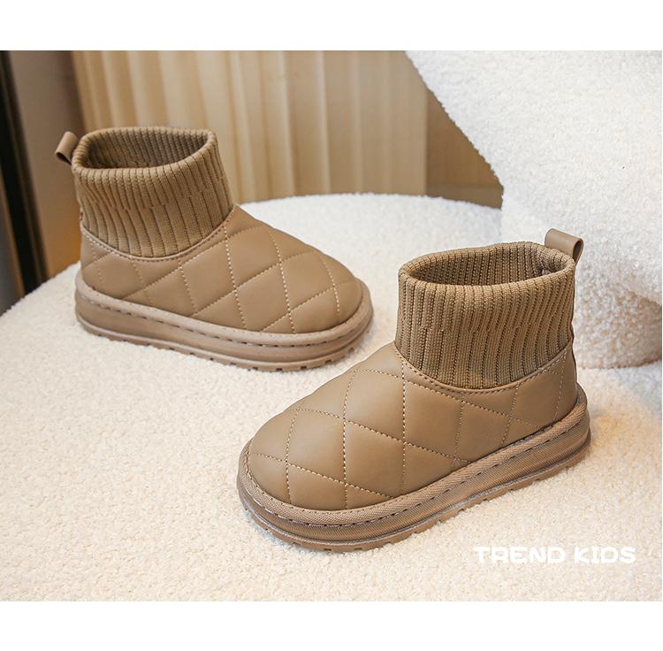 Product Introduction of Children's Boots Sock Style Snow Boots Girls Short Boots Kids Cute Sewing Autumn Winter New Warm Cotton Shoes for Boys Unisex PU 10