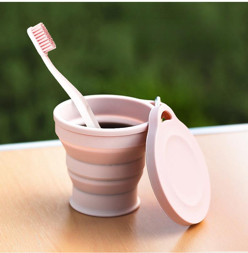 Product Introduction of Folding Cup, 180ml Capacity, Mini Size, Can Be Adjustable Cup, Made of Silicone, Portable, Suitable for Tea, Coffee, Outdoor Travel, Telescopic Water Cup with Aluminum Red Blue Outdoor Lid 6