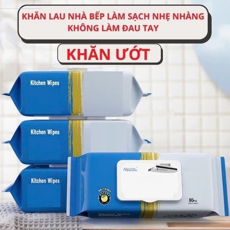 COMBO 5 gói Khăn Ướt Lau Bếp Đa Năng Siêu Sạch - Siêu Tiện Lợi An Toàn Cho Mọi Nhà - Khăn Giấy