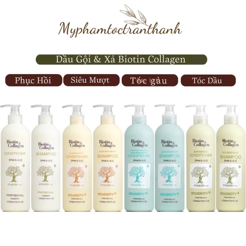 Cặp dầu gội xả Biotin Collagen Plus 500 - 1000ml Chăm Sóc Tóc 4 phiên bản cho tóc dầu, gàu, mềm mượt, phục hồi. Dưỡng Tóc