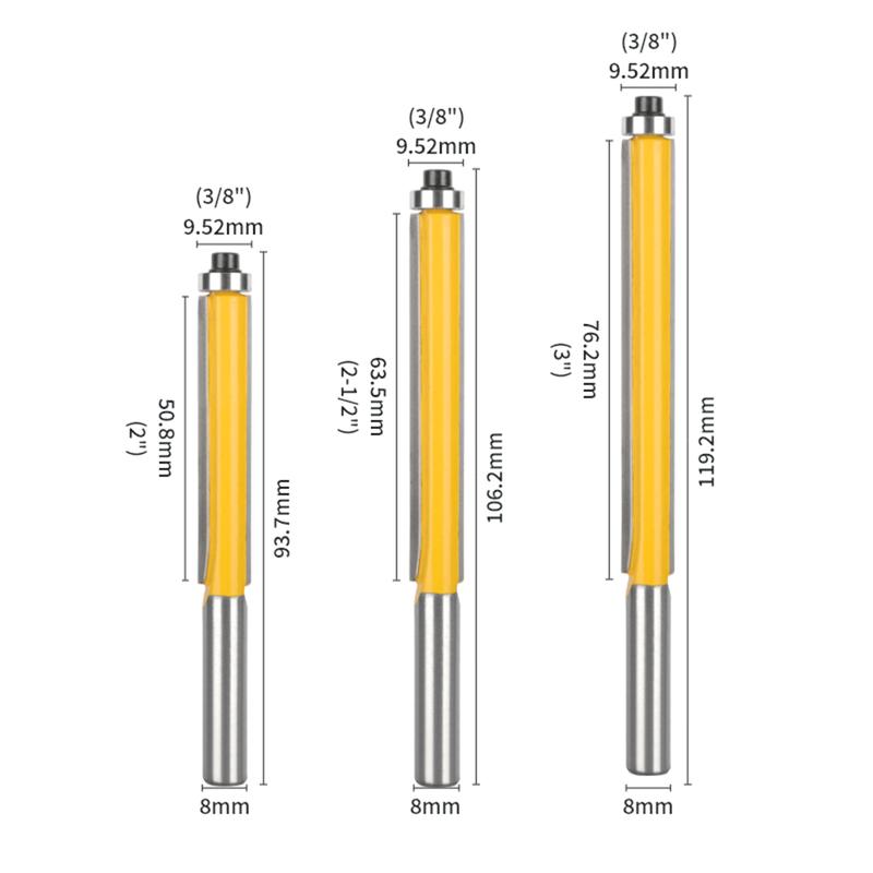 Product Introduction of 8mm Shank Cover 3/8" Flush Trim Bit Router Bit Carbide Tool Woodworking Milling Tool For Wood Bit Face Mill Tools 27
