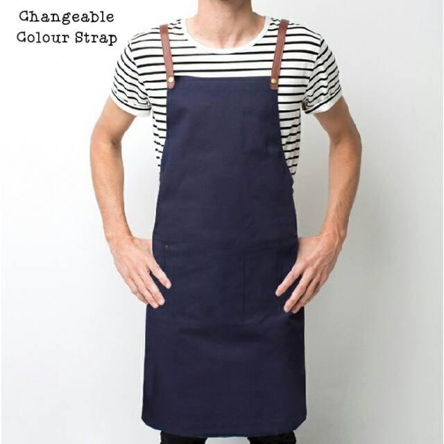 Apron Barista Celemek Barista Restyle Drill Celemek Custom Barista Original Handmade Unisex Tali Tali 2