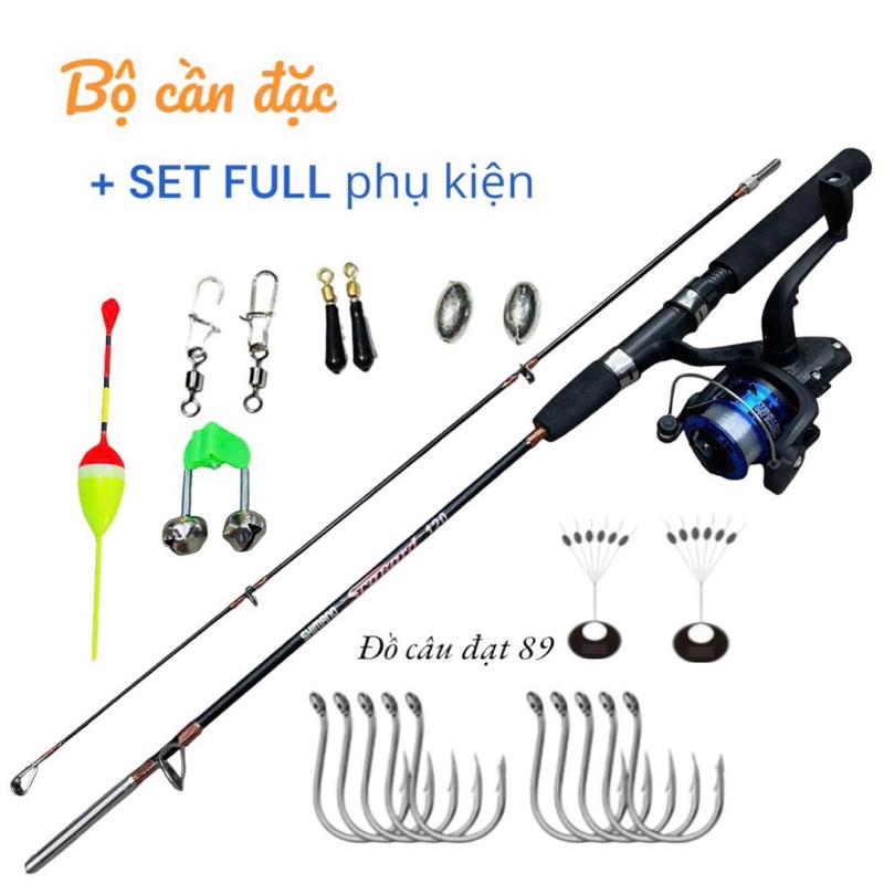 Bộ Combo cần đặc 1m2 tăngg máy nhựa 200 + full phụ kiện như hình Đi Câu Fishing Câu Cá