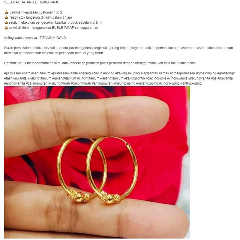 Anting Xuping anting cantik anting Titanium 24k anting Gipsy bola bola anti karat Free Ongkor dan COD. 4