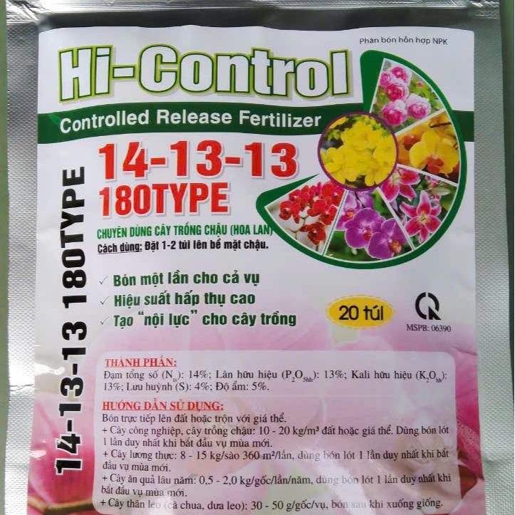 Phân chì Nhật Hi-Control 14-13-13 180 type dạng túi lưới _20 túi dùng cho hoa Lan, cây cảnh bón 1 lần dùng cho 6 tháng