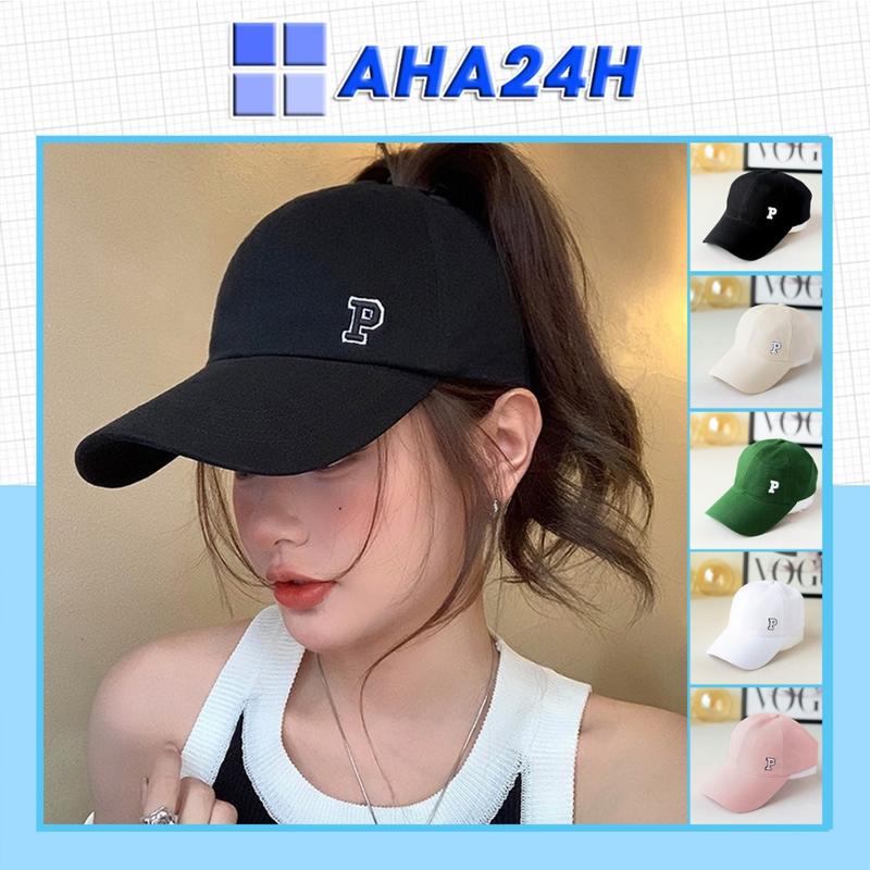 Mũ lưỡi trai nửa đầu thời trang nam nữ thêu chữ P chất vải kaki đẹp AH1925