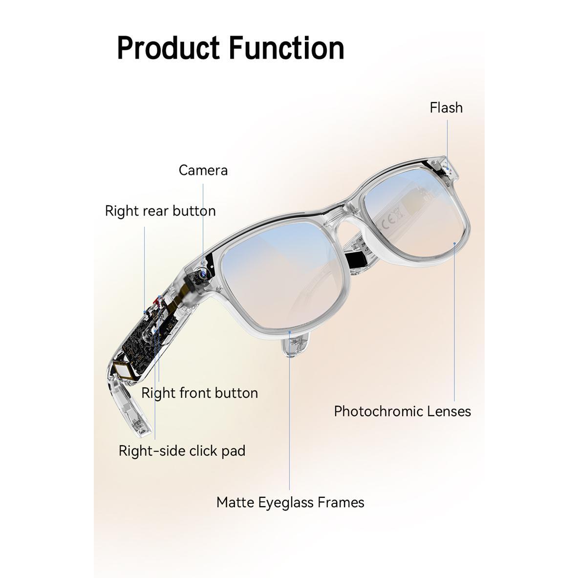 6K AI Smart Glasses Camera Bluetooth Call Voice Assistant Music Player Translate Multifunctional Photochromic Glasses For Xiaomi