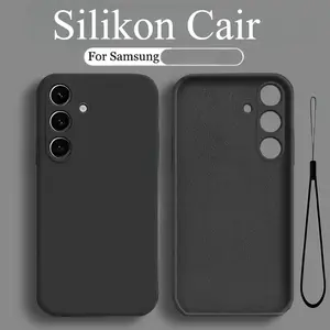 Silikon cair tepi lurus Case Untuk Samsung A56 A17 A07 A16 A55 A36 A26 A35 A06 A05 A05S A24 A25 A12 A52 A52S A13 A14 A54S A34 M12 Casing Ultra Tipis Matte Lembut Tahan guncangan Cover