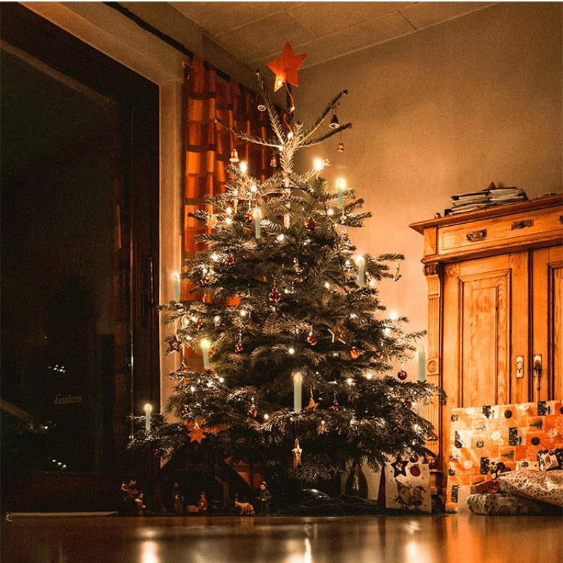 Product Introduction of Taper Candle Set, 10pcs Flameless Candle with 10-key Remote Control & 10 Clips, Suitable for Christmas Tree & Party and Daily Decoration 8