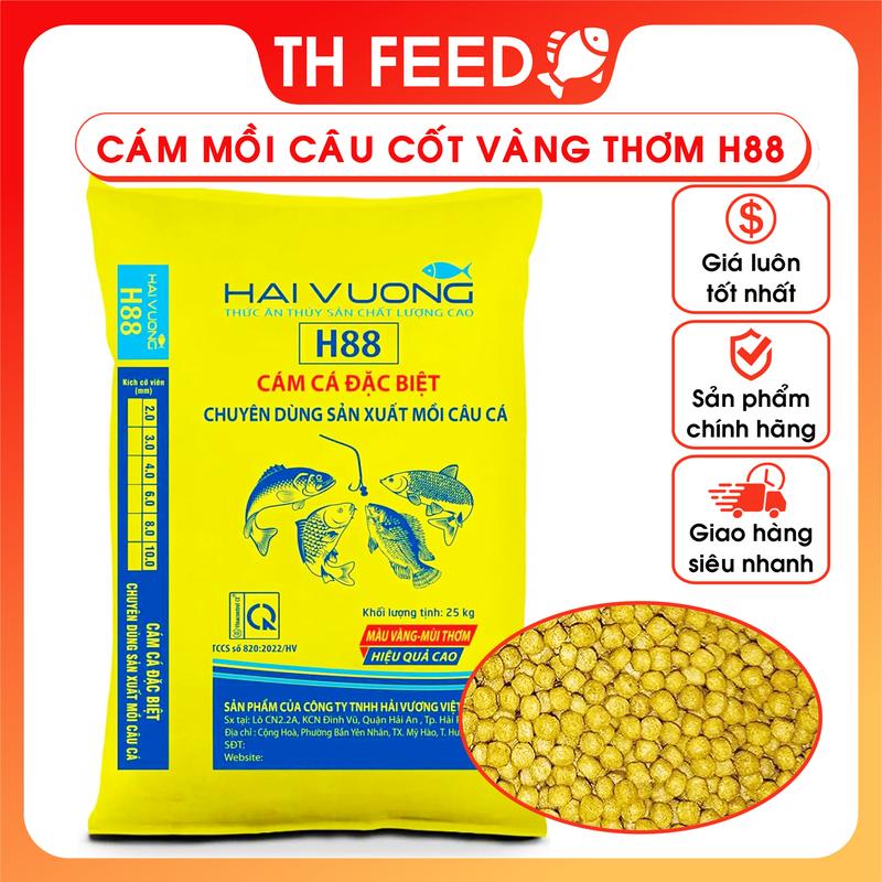 [LOẠI NGON] 5kg Cám mồi câu cá thơm cốt vàng H88 Hải Vương, 20 đạm, chuyên mồi câu cá chép, trôi, trắm, rô phi...