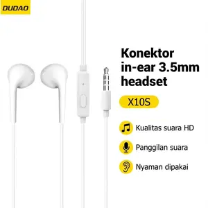 DUDAO X10S Earphone In-Ear 3.5mm Speaker 10mm Tombol Telepon Kabel TPE 1.2M Putih