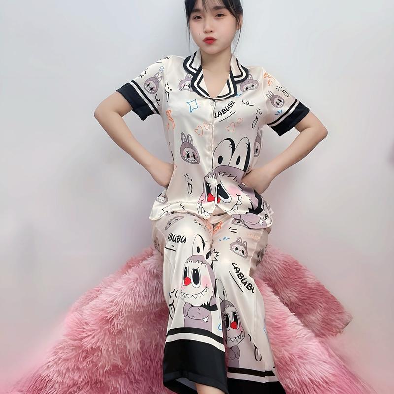 Bộ TN(42_65kg) In BU lụa latin mặc nhà pijama nữ tay ngắn, quần dài, nhiều mẫu lựa chọn - Xưởng May Thanh Thảo Nhung Voi