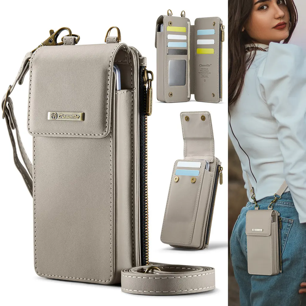 Leather Phone Bag Ompatible with Samsung Galaxy Z Fold 6 5 4 3 Fold6 Fold5 Fold4/3 Wallet Card Bag with Lanyard
