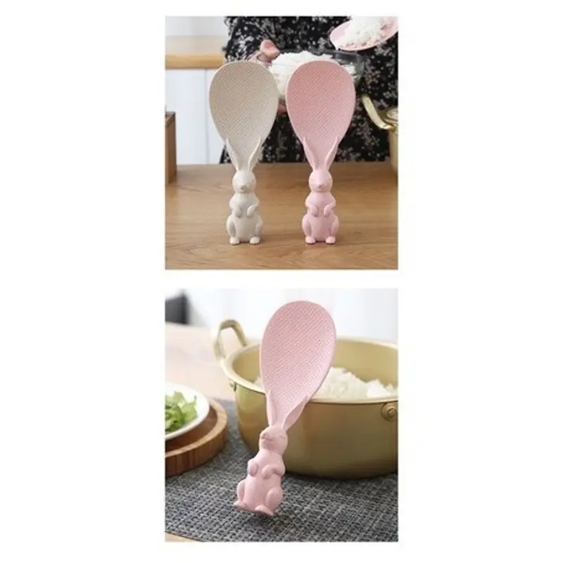 Thìa Muỗng Vá Xới Cơm Chống Dính Hình THỎ ngọċ xᶖnh Dể Thương Chất Liệu Cao Cấp Nhựa Lúa Mạch ssr 3
