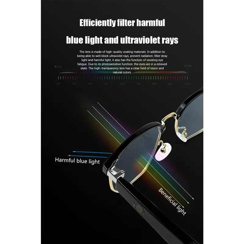 Kính thông minh, kính Bluetooth có thể được trang bị ống kính cận thị, kính thông minh Bluetooth có thể nghe nhạc Điều hướng cuộc gọi chống ánh sáng xanh và chống tia cực tím Women Kính Mắt Chống Nắng  Nữ Ong ống  kính   glasses 8