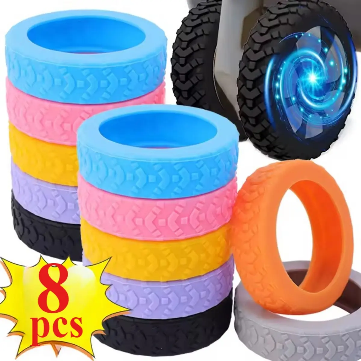 4/8pcs Thickened Luggage Roller Protective Cover Soft Elastic Chair Roller Silicone Pad Silent Wear-resistant Dust Cover